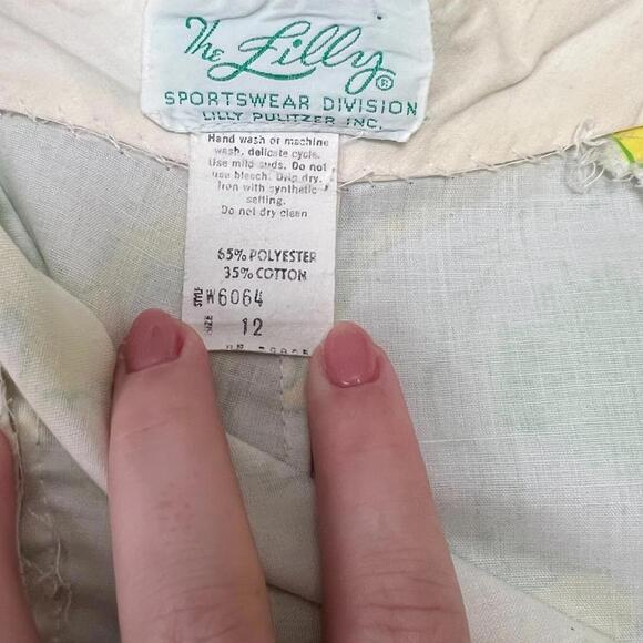 Vintage 70s Lilly Pulitzer Yellow Floral Print Trousers - Picture 3 of 4